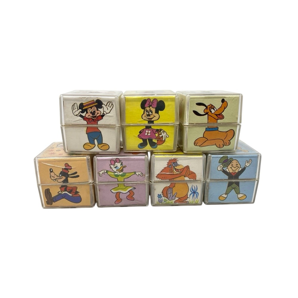 Vintage Disney 1966 Character Turn-Abouts Twist Block Toys COMPLETE SET HTF